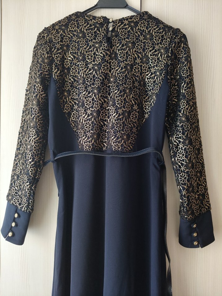 Abiye Lacivert Tesettür Elbise - Görsel 5