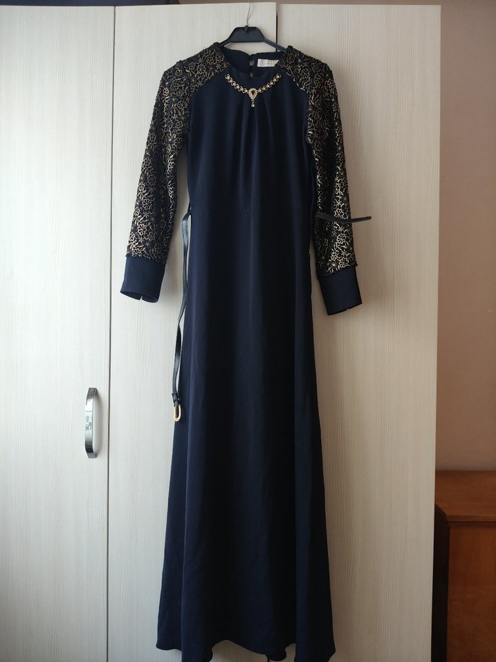 Abiye Lacivert Tesettür Elbise - Görsel 3