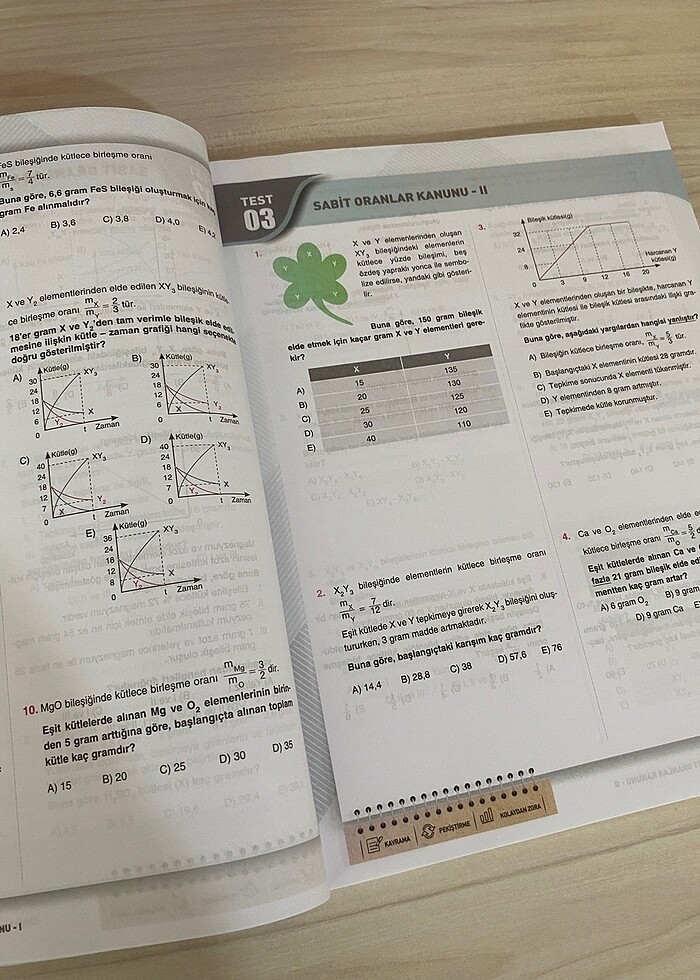 10. Sınıf kimya ve fizik test kitabı - Görsel 5