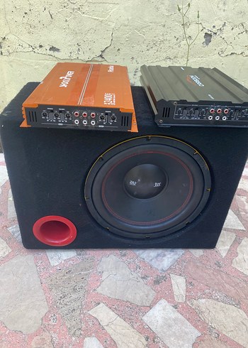 Kırmızı Subwoofer ve Amfi Seti