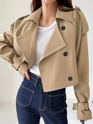 Kısa trençkot# krem rengi # sezonluk # zara muadili