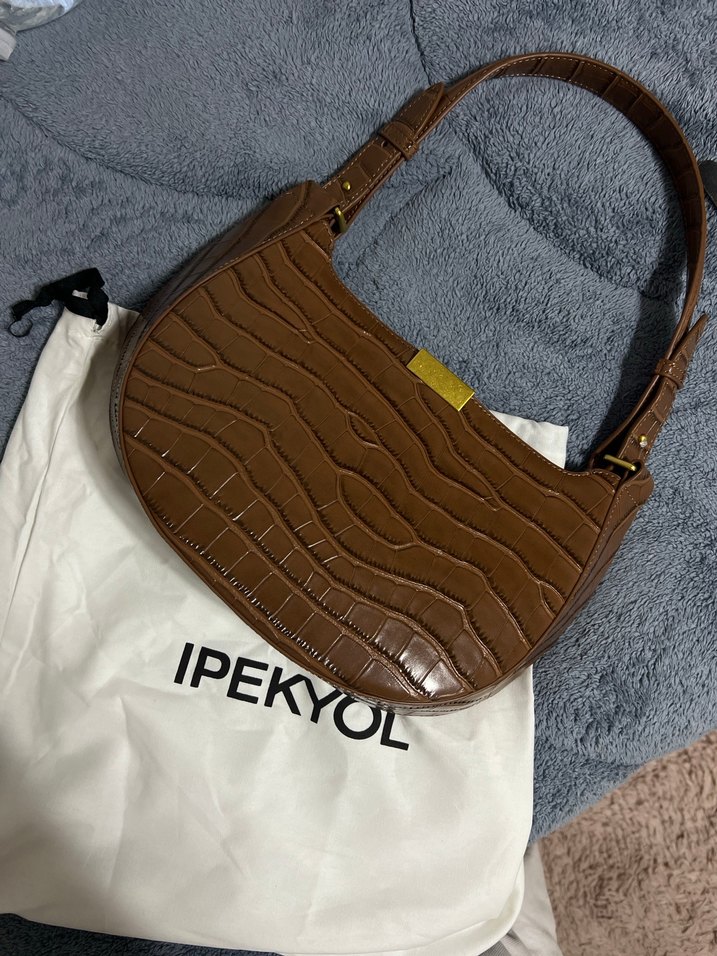 Kahverengi Deri Yılan Desenli Kadın Çanta - Görsel 2