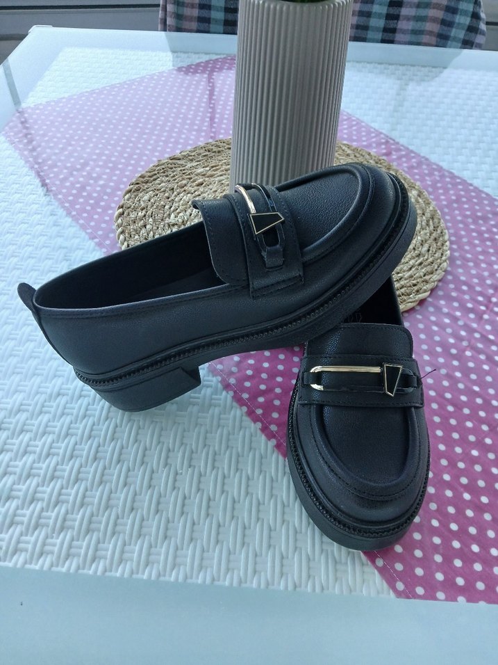 Siyah Tokalı Blok Topuklu Kadın Loafer - Görsel 2