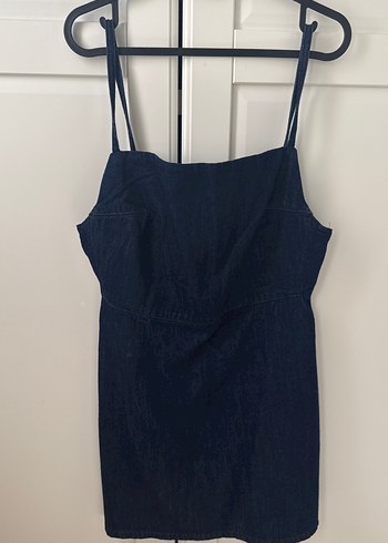 Zara Lacivert Denim Midi Mini Elbise