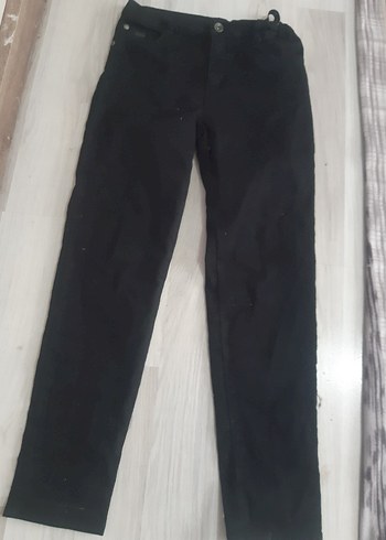 11-12 Yaş Beden Erkek Siyah Elastik Bel Denim Pantolon