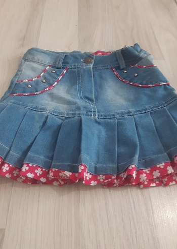 Diğer Nakışlı Fırfırlı Kot Etek