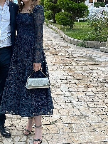 36 Beden lacivert Renk Abiye Elbise