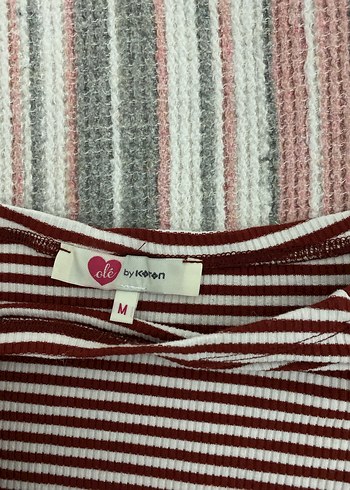 Bordo Çizgili Uzun Kollu Kadın Bluz - Görsel 2