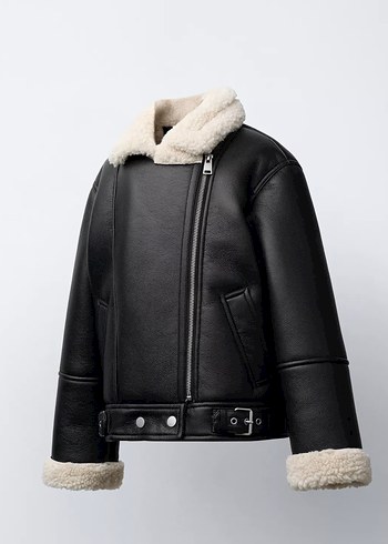 Zara 8-9 yaş Kürklü Siyah Deri Ceket