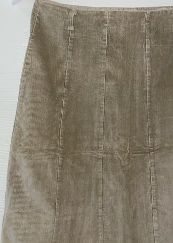 Vintage Bej Kadife Midi Etek - Görsel 2