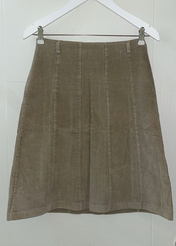 Vintage Bej Kadife Midi Etek - Görsel 3