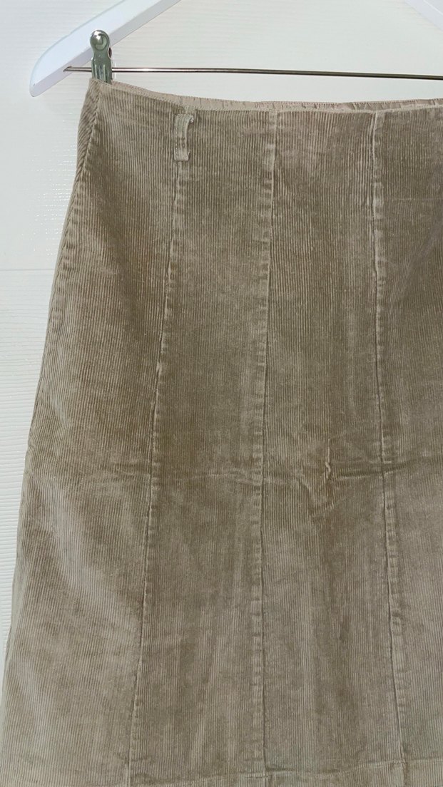 Vintage Bej Kadife Midi Etek - Görsel 2
