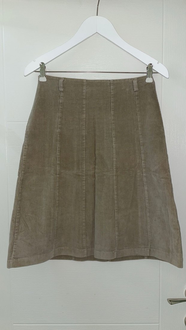 Vintage Bej Kadife Midi Etek - Görsel 3