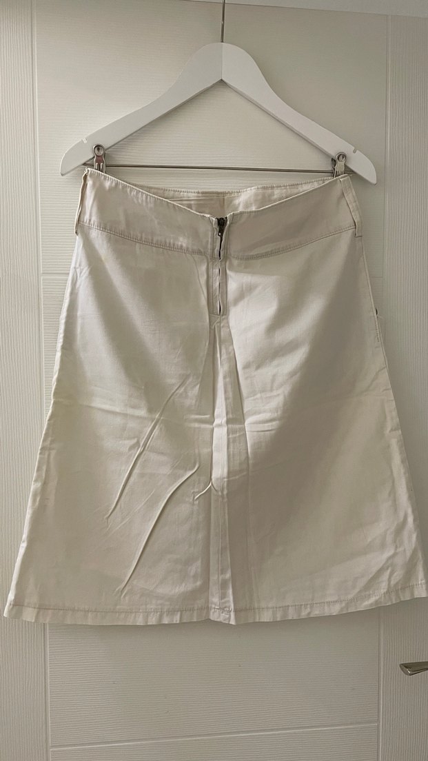 Bohem Bej Keten Midi Etek - Görsel 3