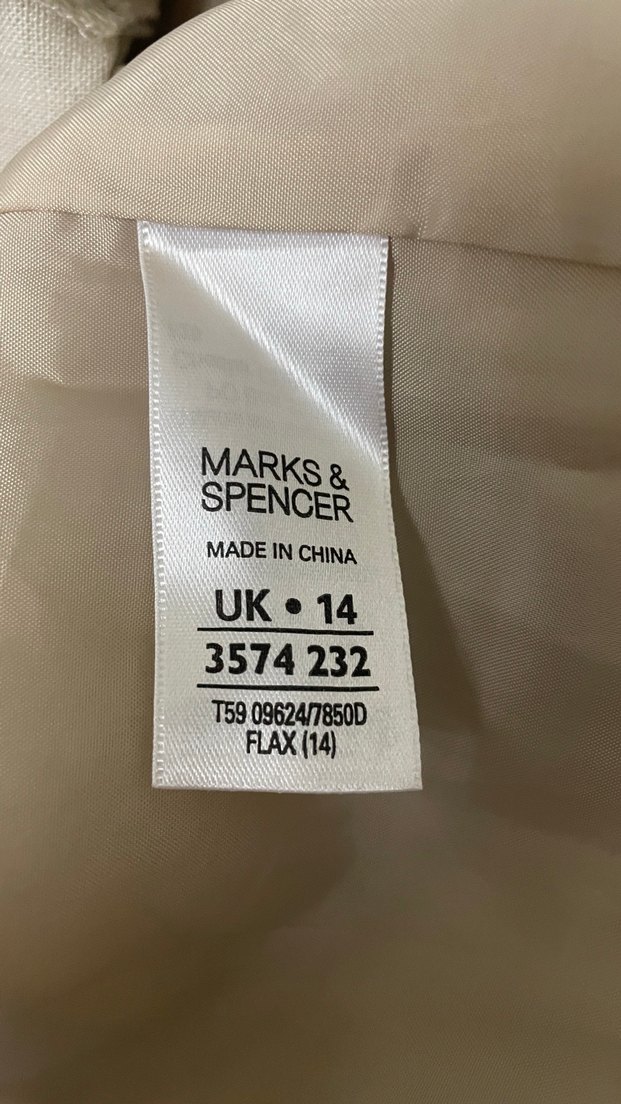 Kemerli Bej Midi Keten Elbise - Görsel 5