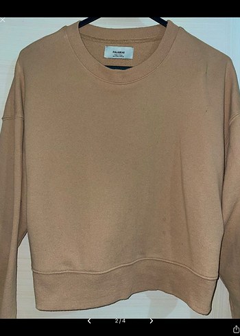 Pull and Bear Pudra Bej Kadın Oversize Sweatshirt - Görsel 2