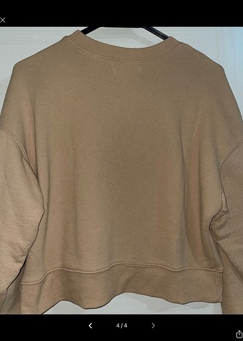 Pull and Bear Pudra Bej Kadın Oversize Sweatshirt - Görsel 4