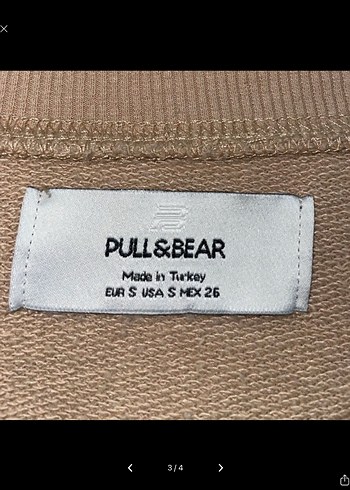 Pull and Bear Pudra Bej Kadın Oversize Sweatshirt - Görsel 3