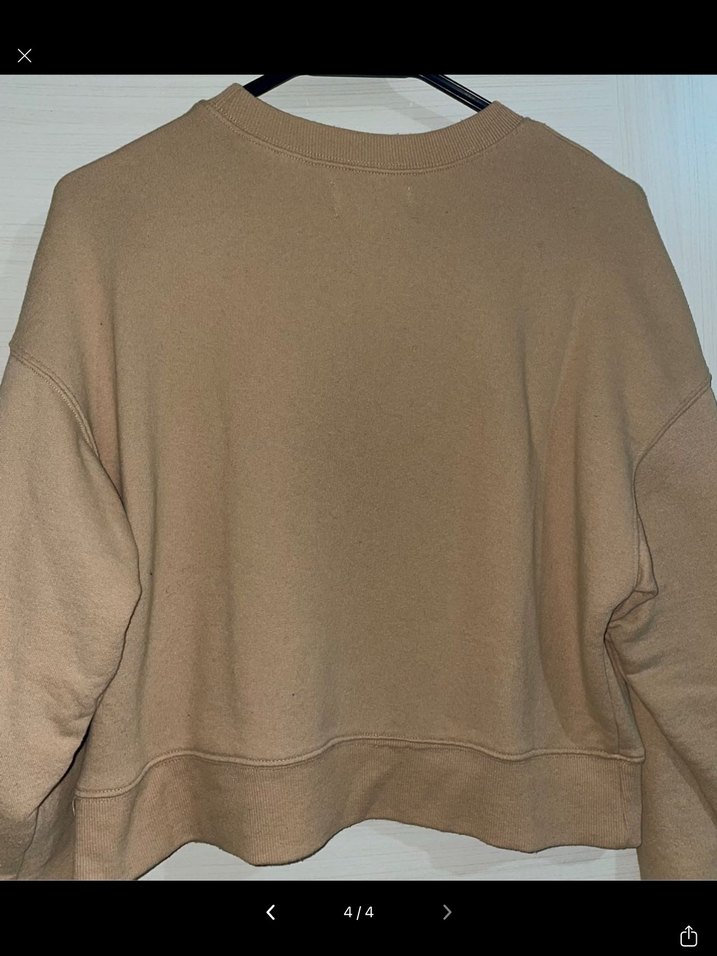 Pull and Bear Pudra Bej Kadın Oversize Sweatshirt - Görsel 4