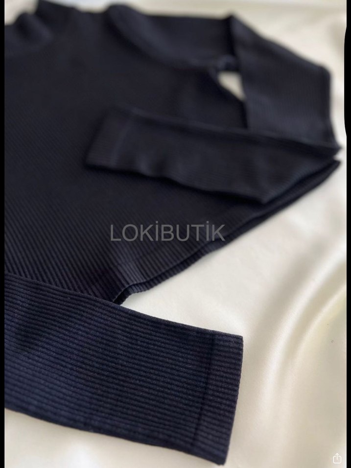 Urban Outfitters Sıfır Siyah Uzun Kollu Crop - Görsel 3