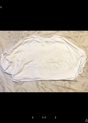 Bershka Oversize Beyaz Baskılı Kısa Kollu Crop Tişört - Görsel 2