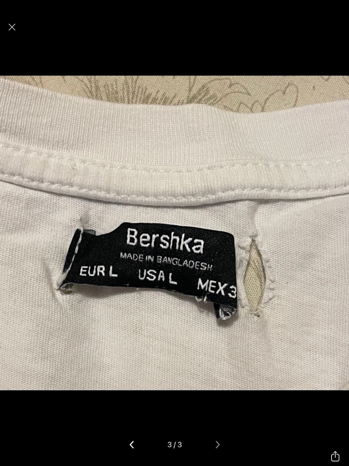 Bershka Oversize Beyaz Baskılı Kısa Kollu Crop Tişört - Görsel 3