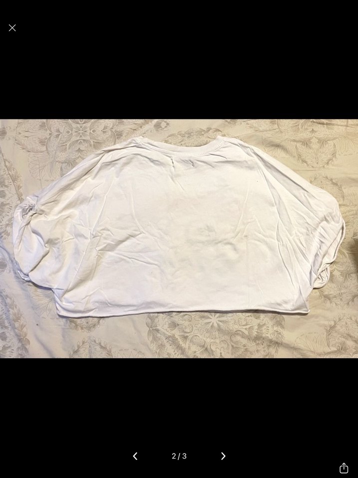 Bershka Oversize Beyaz Baskılı Kısa Kollu Crop Tişört - Görsel 2