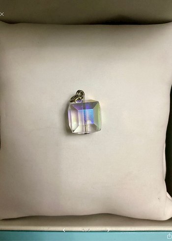 Kristal Küp Kesim Şık Kolye Ucu - Görsel 2