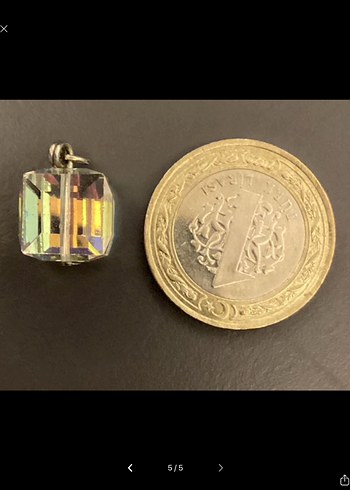 Kristal Küp Kesim Şık Kolye Ucu - Görsel 5