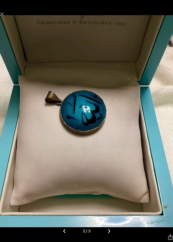 925 Ayar Gümüş Turkuaz Bohem Kolye Ucu - Görsel 2