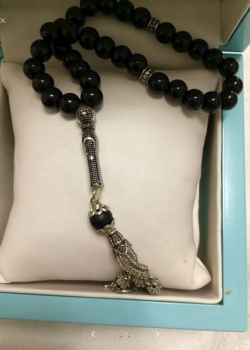 Oniks Taş Gümüş Detaylı Tasarım Tesbih - Görsel 2