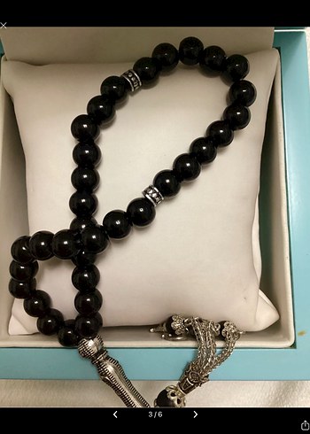 Oniks Taş Gümüş Detaylı Tasarım Tesbih - Görsel 3