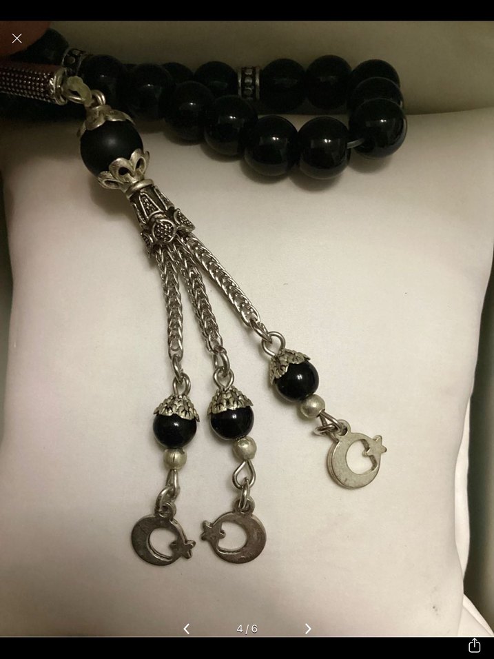 Oniks Taş Gümüş Detaylı Tasarım Tesbih - Görsel 4