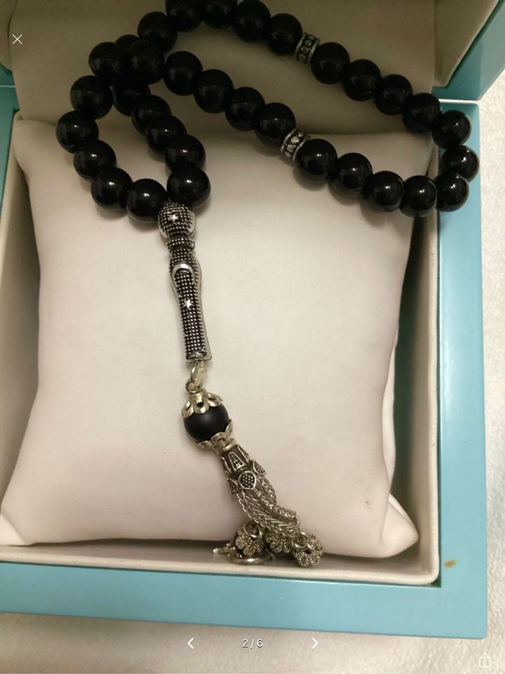 Oniks Taş Gümüş Detaylı Tasarım Tesbih - Görsel 2