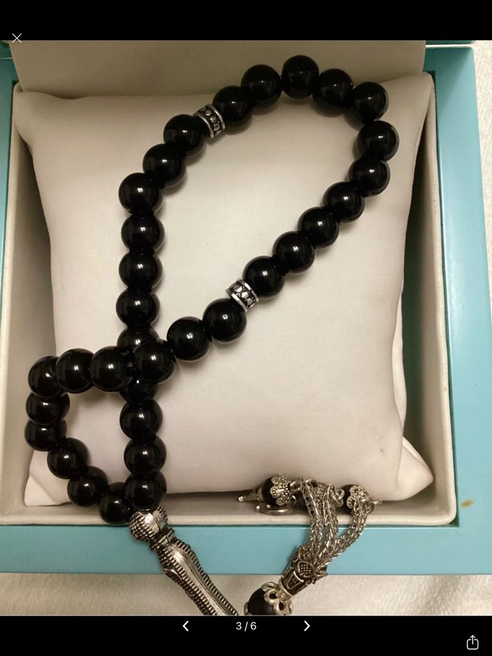 Oniks Taş Gümüş Detaylı Tasarım Tesbih - Görsel 3