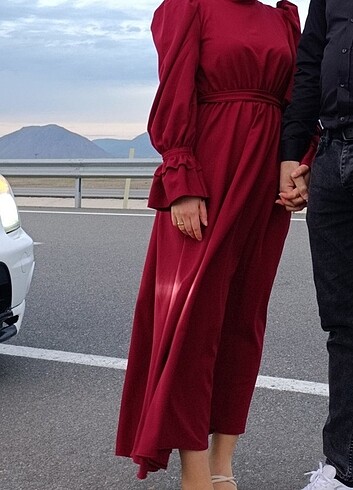 m Beden bordo Renk Bordo elbise