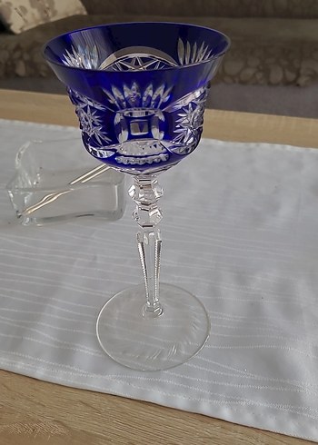 Antika Koyu Mavi Kesme Kristal Kadeh 1920 yılından