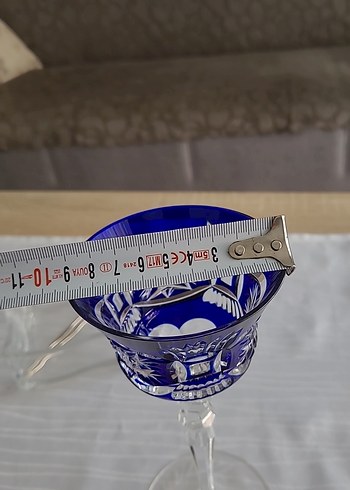 Beden Antika Koyu Mavi Kesme Kristal Kadeh 1920 yılından