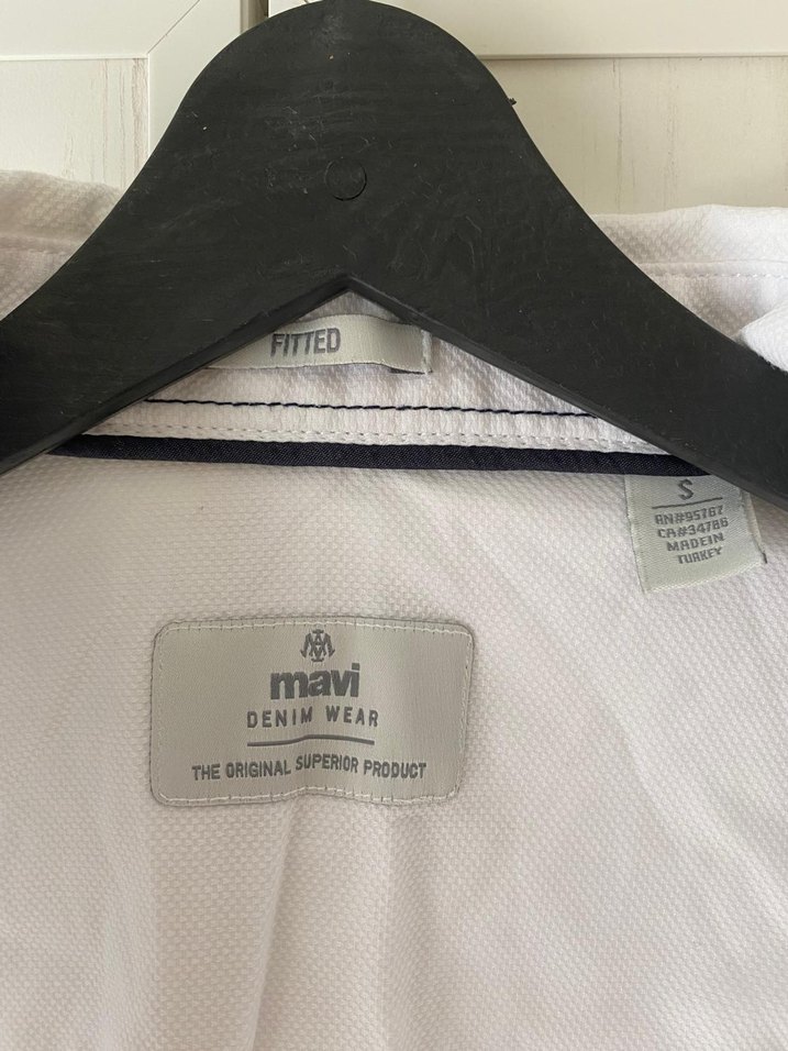 mavi marka beyaz Keten Erkek Gömlek - Görsel 2