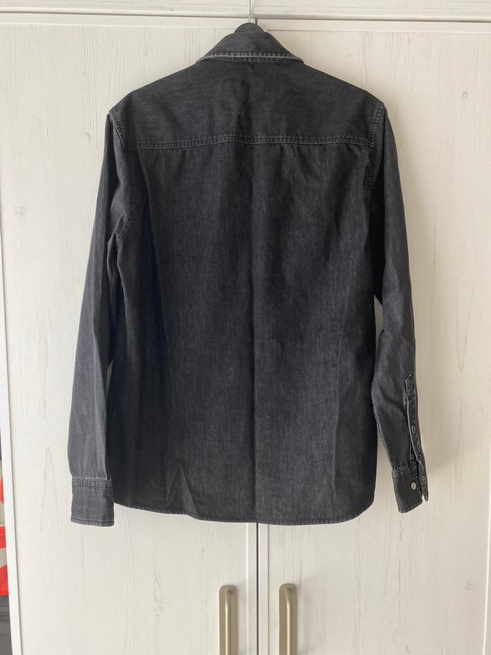 koton koyu gri Denim Erkek Gömlek Uzun Kollu - Görsel 2