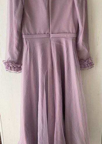 Drapeli Mor Uzun Kadın Abiye Elbise - Görsel 2