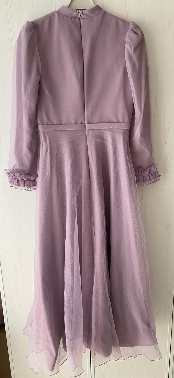 Drapeli Mor Uzun Kadın Abiye Elbise - Görsel 2