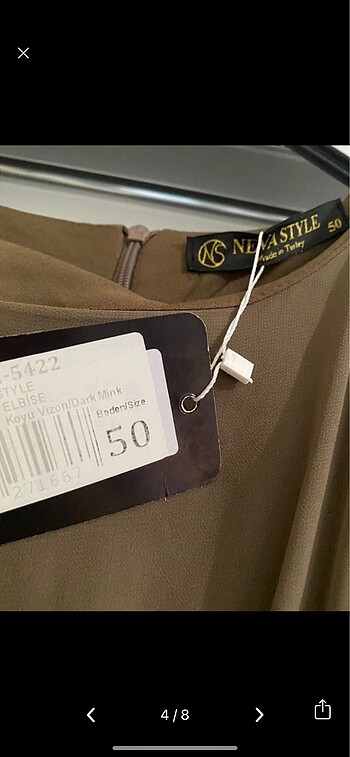 50 Beden camel Renk Şifon abiye elbise