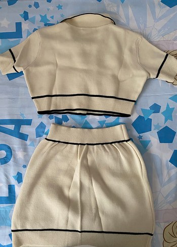 Düğmeli Beyaz Mini Örme Elbise - Görsel 5