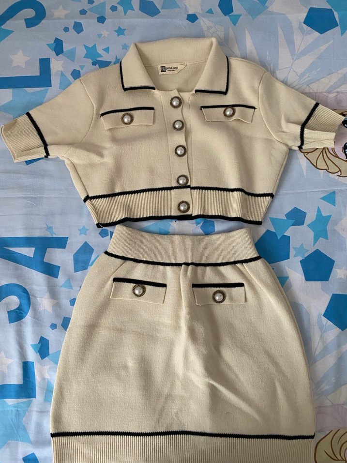 Düğmeli Beyaz Mini Örme Elbise - Görsel 4