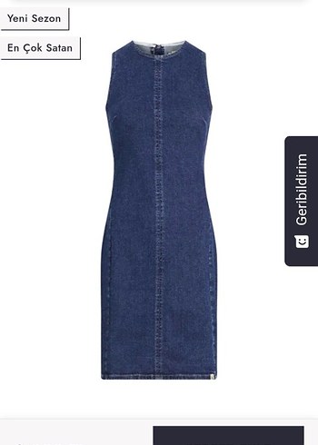 Lacivert Denim Midi Elbise
