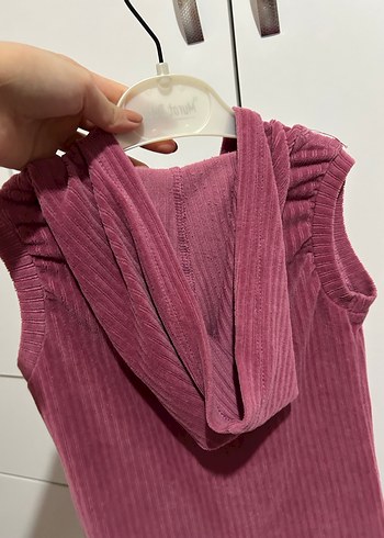 Bordo Kız Çocuk Fermuarlı Kapüşonlu Yelek - Görsel 3