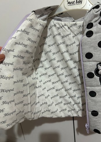 Kız Çocuk Gri Puantiyeli Fermuarlı Yelek - Görsel 3