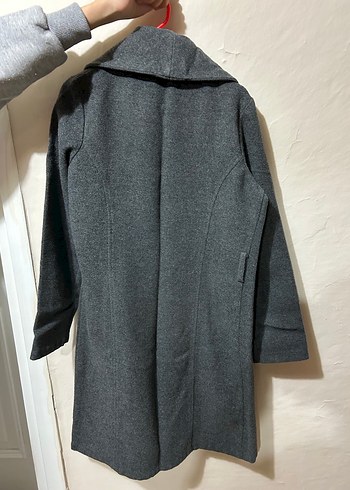 Gri Uzun Kadın Kaban - Görsel 4