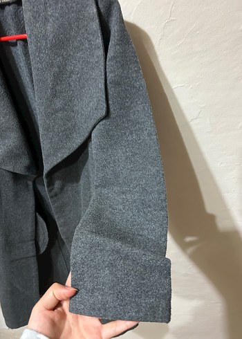 Gri Uzun Kadın Kaban - Görsel 5